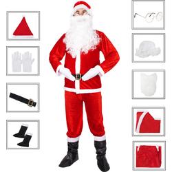 Kerstman kostuum | Kerstman pak | Verkleedkleding | 10-delig | Rood